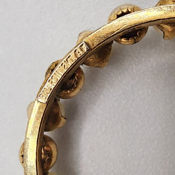 Vintage Bal Ron 12K Gold-Filled Circle Pin with Pearls | Mid-Century Classic - Picture 3 of 6